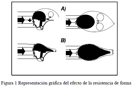 Representación gráfica del efecto de la resistencia de forma